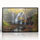 Large abstract wall art depicting Michigan's Upper Peninsula in muted earth tones on a black framed acrylic.