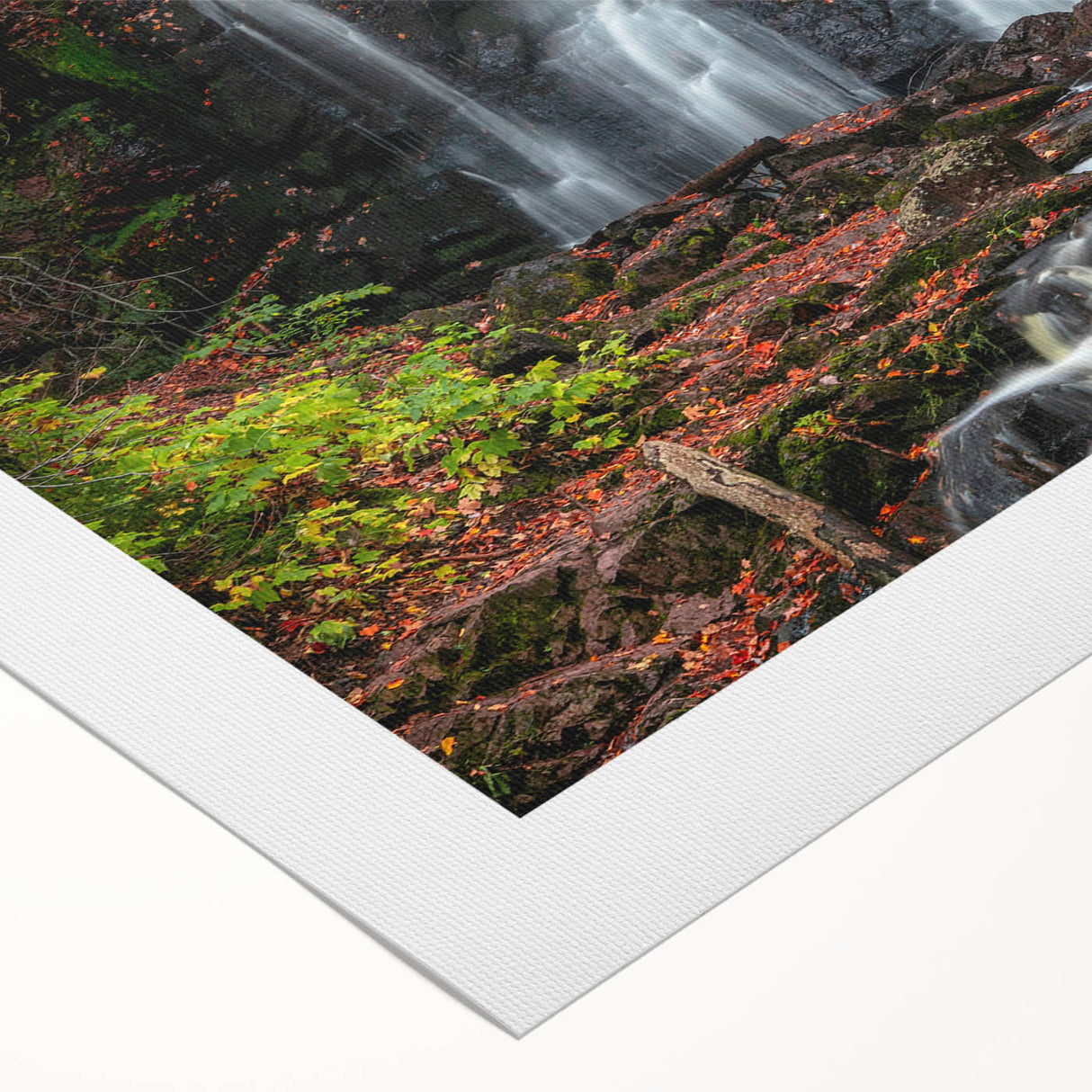 Art deco poster of Michigan's Upper Peninsula in muted earth tones on rolled canvas, suitable for dining room wall art.