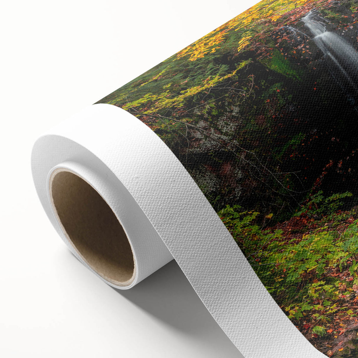 Art deco poster of Michigan's Upper Peninsula in muted green and blue tones, rolled canvas, ideal for nursery wall art.