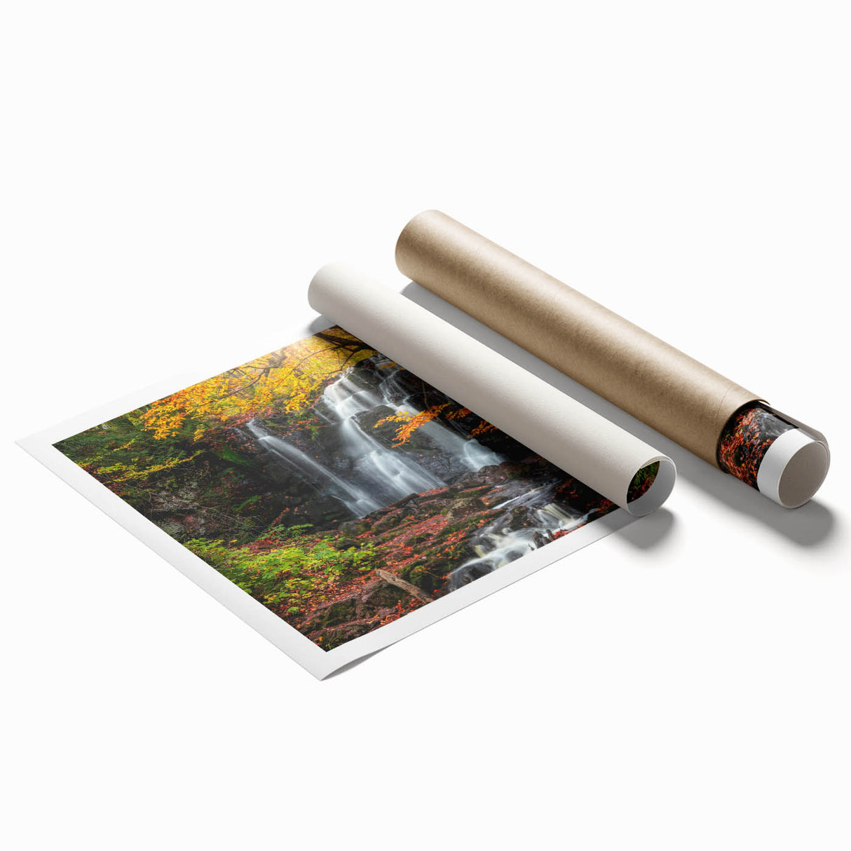 Extra large rolled print of Michigan's Upper Peninsula with vibrant green and blue floral art.