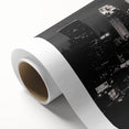 Art deco poster of Minneapolis skyline in pastel shades, rolled canvas, ideal for nursery wall art.