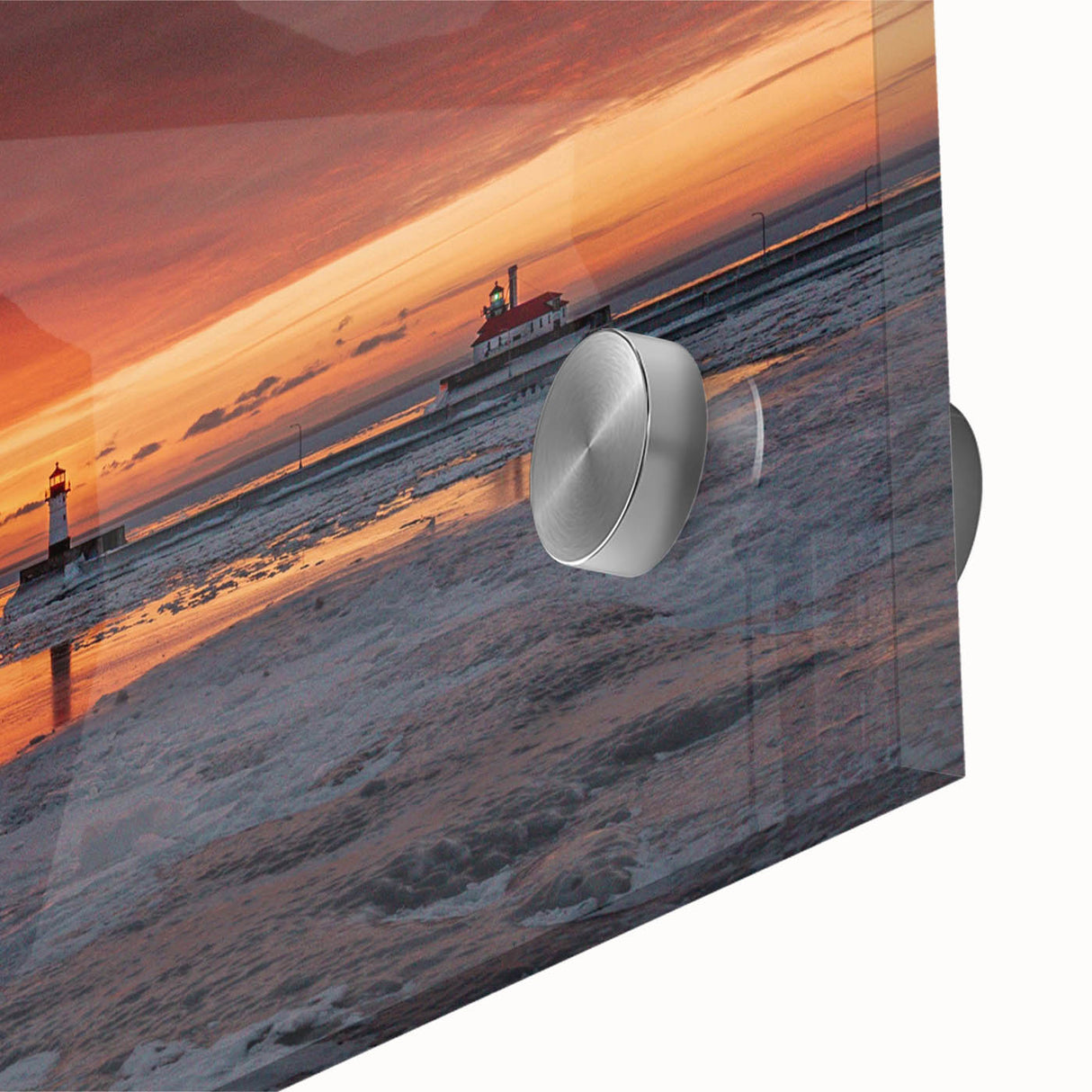 Large abstract wall art depicting Minnesota scenery in mid-century modernist style on acrylic glass.