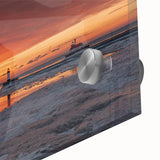 Large abstract wall art depicting Minnesota scenery in mid-century modernist style on acrylic glass.