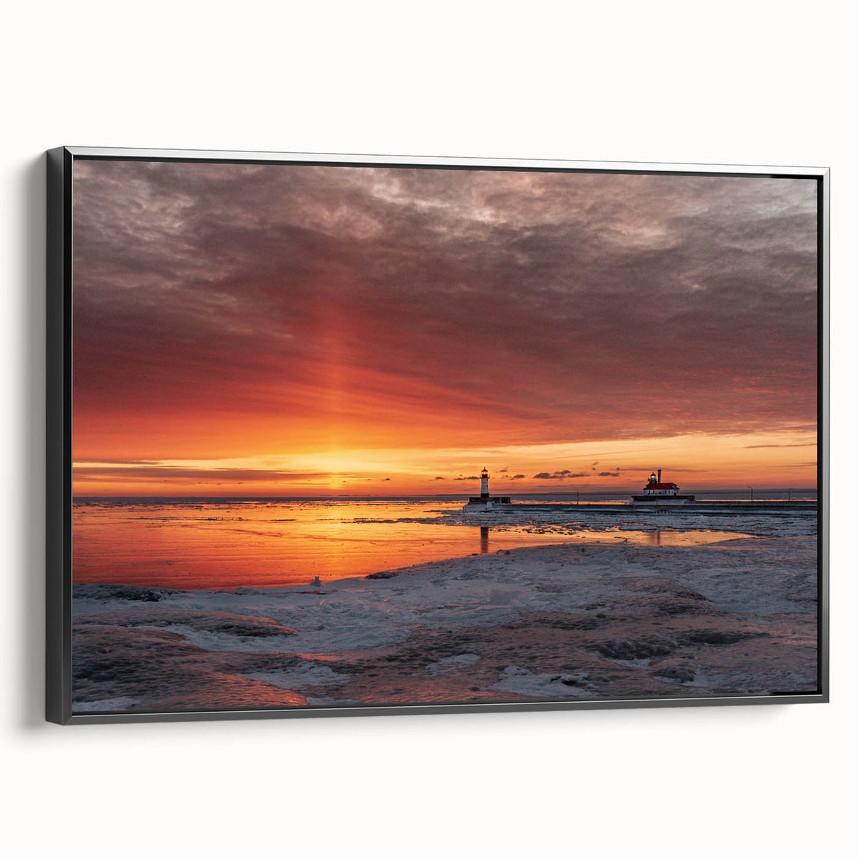 Black and white framed canvas depicting a vintage Minnesota landscape, ideal for bedroom wall decor.