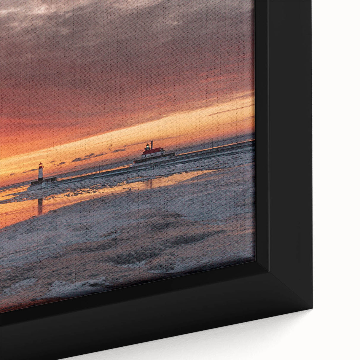 Extra large framed canvas depicting a textured Minnesota landscape in black with colorful accents.
