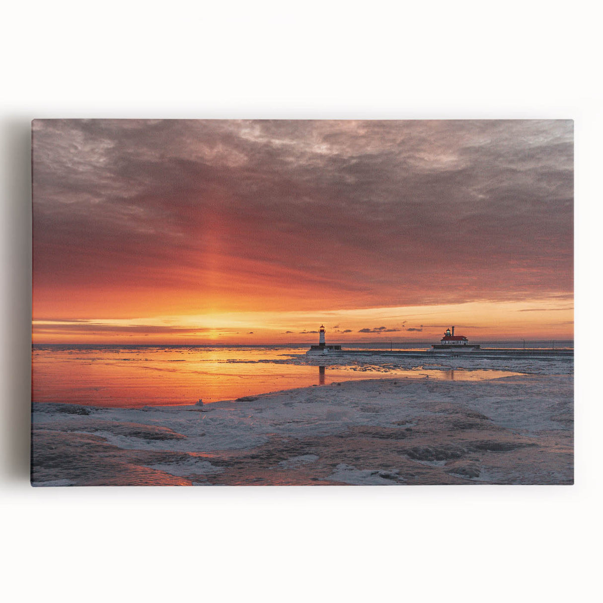 Black and white stretched canvas of Minnesota scenery, ideal for kitchen wall art.