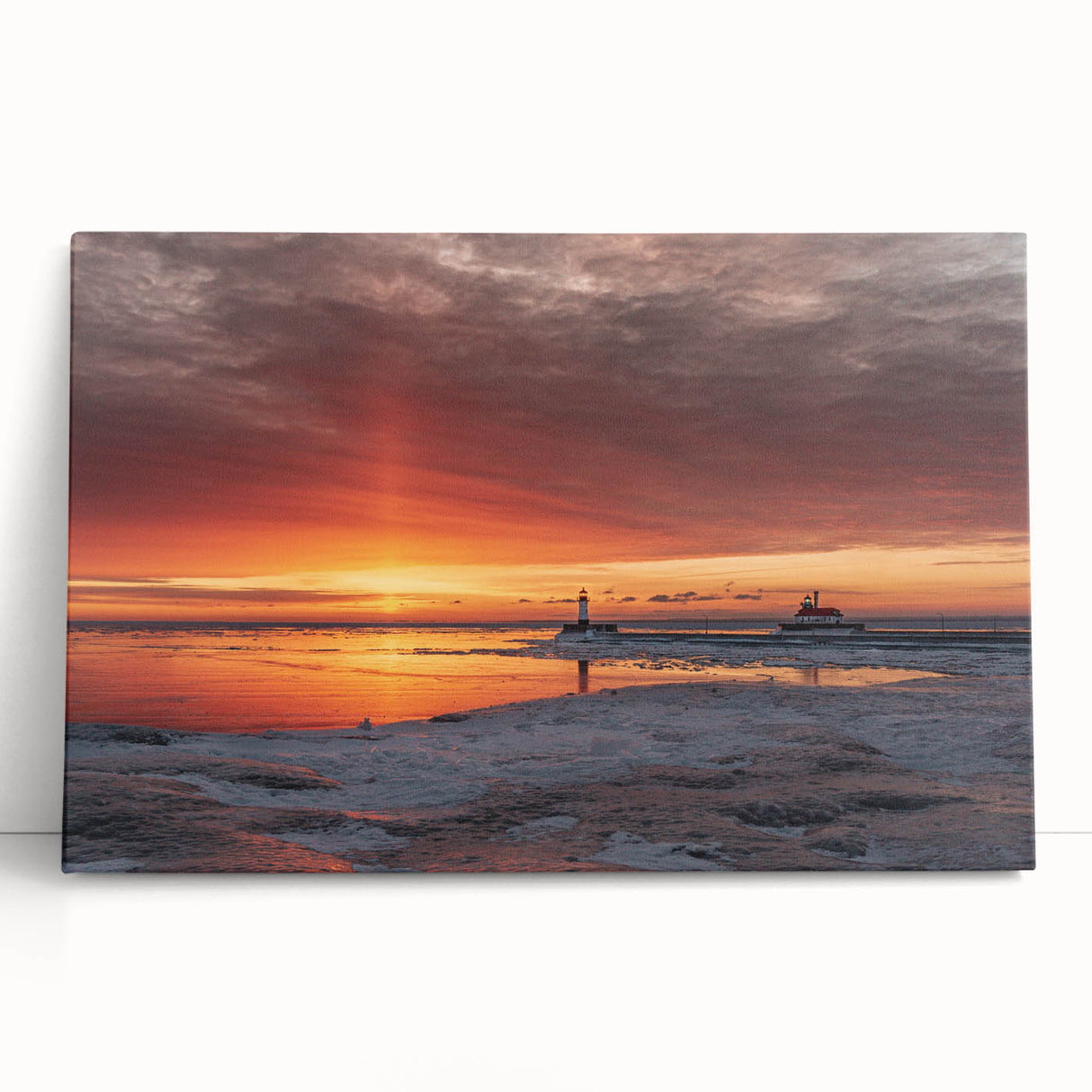 Black and white stretched canvas of Minnesota scenery, ideal for kitchen wall art or bedroom decor.