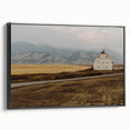 Black and white landscape art painting of Montana on framed canvas, ideal for bedroom wall decor.
