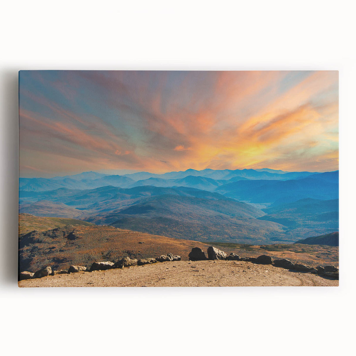 Black and white stretched canvas of New Hampshire scenery, ideal for kitchen wall art.
