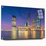 Large abstract wall art of New Jersey scenery in muted earth tones on acrylic glass.