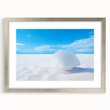 Textured art of abstract white sands in New Mexico, with muted beige tones on a framed silver mat, ideal for bedroom art.