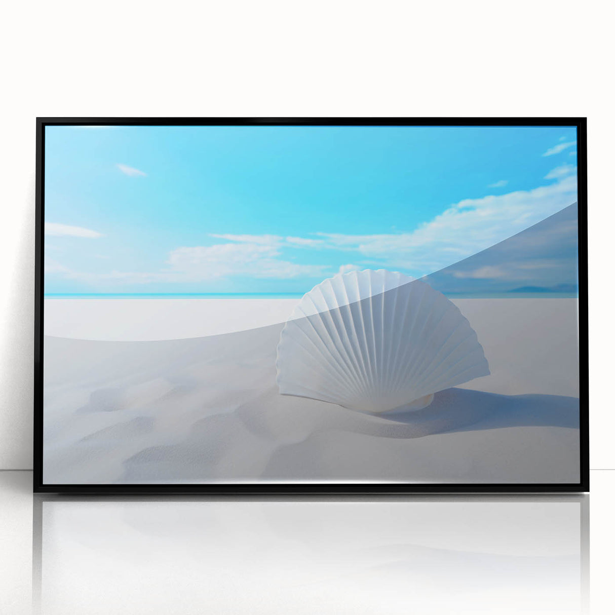 Large abstract wall art depicting the White Sands in New Mexico, with muted tones on a framed acrylic.