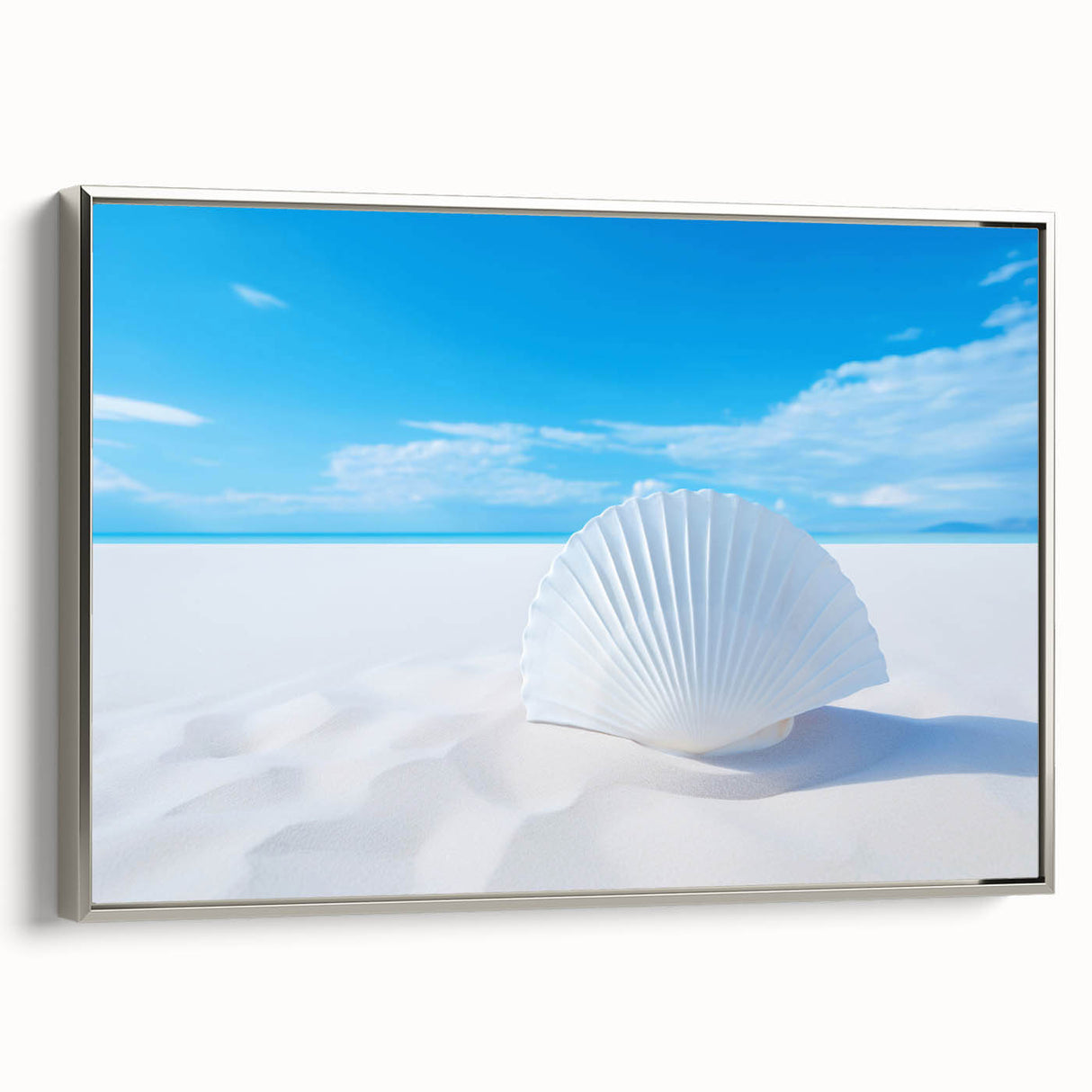 Framed canvas of a New Mexico White Sands landscape in muted gray and black tones, ideal for office decor.