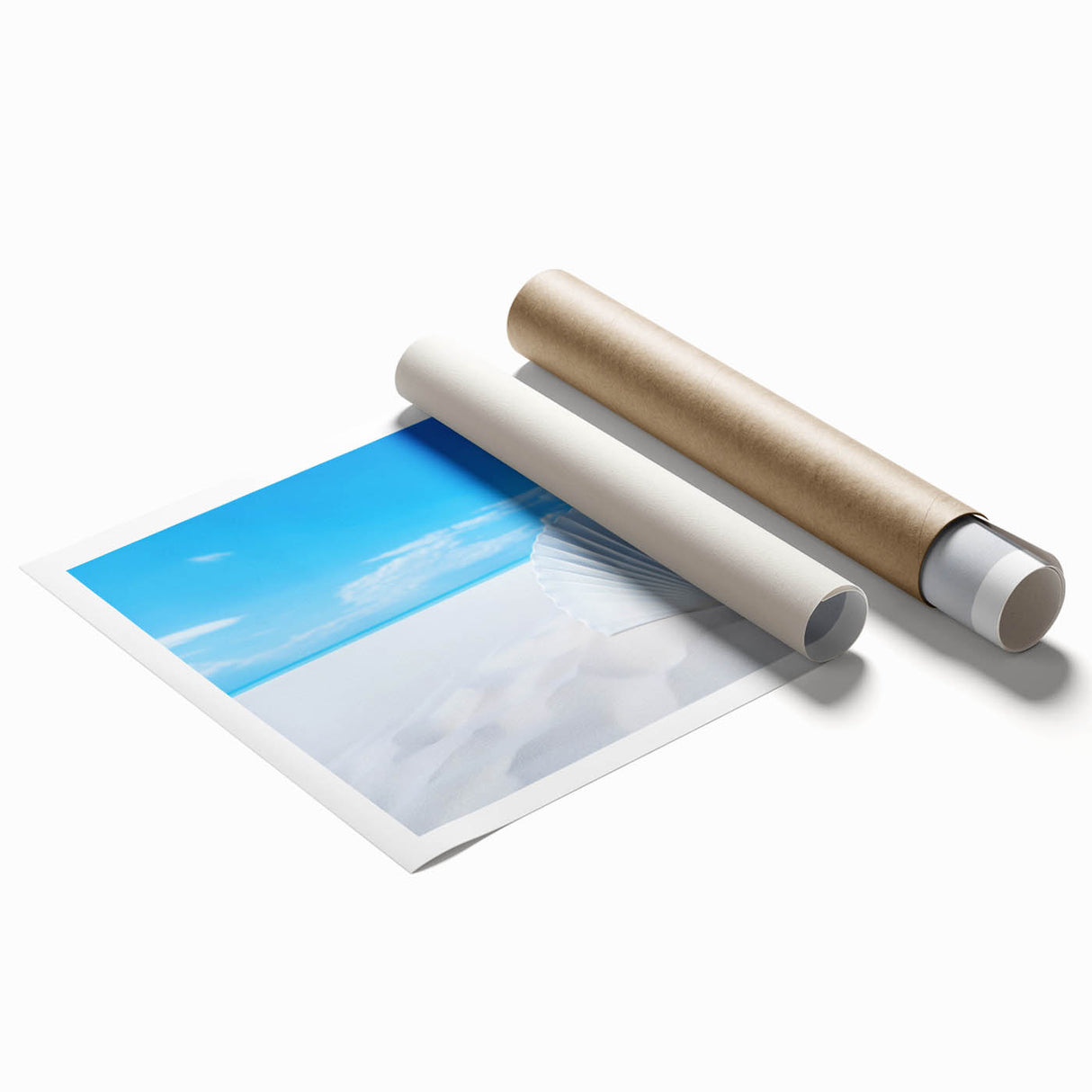 White Sands landscape in muted beige tones on a rolled canvas, suitable for large living room or bathroom decor.