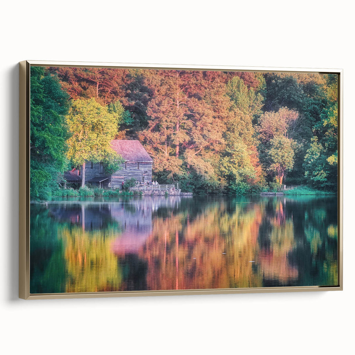 Framed canvas wall art featuring a vintage-style landscape of Raleigh, North Carolina, with muted earth tones.