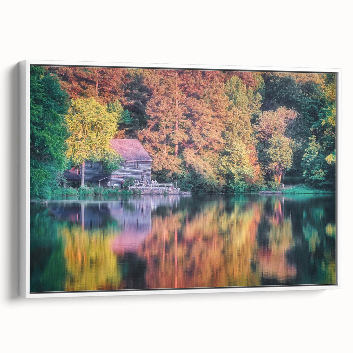Vintage poster art of Raleigh, North Carolina, with colorful skyline on extra large framed canvas.