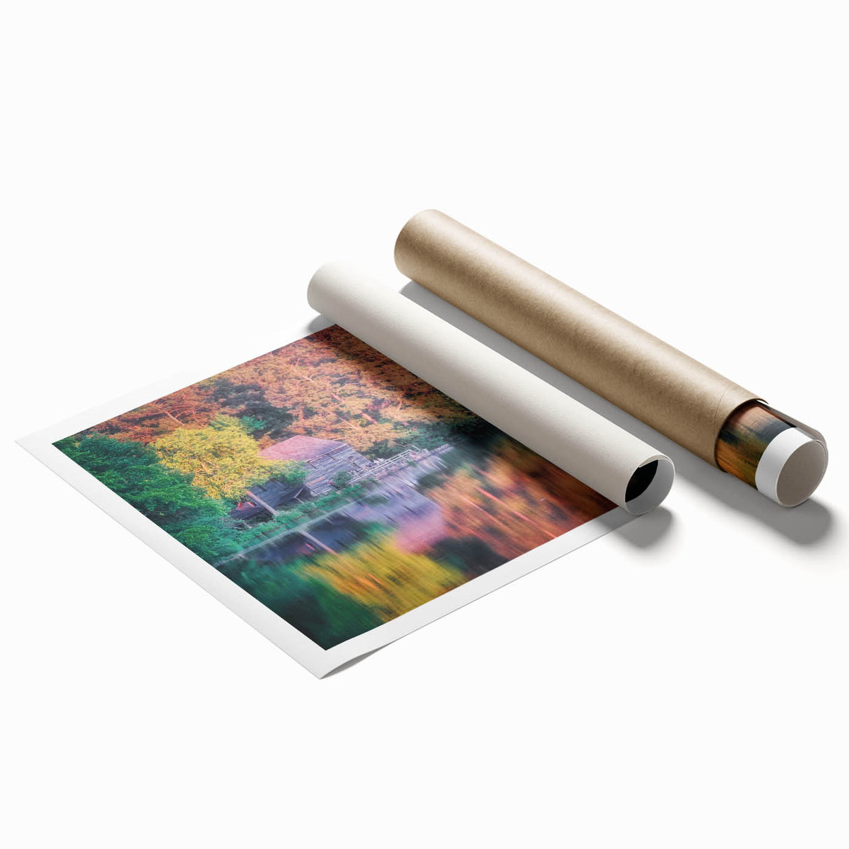 Extra large rolled print of Raleigh, North Carolina skyline with muted floral art.