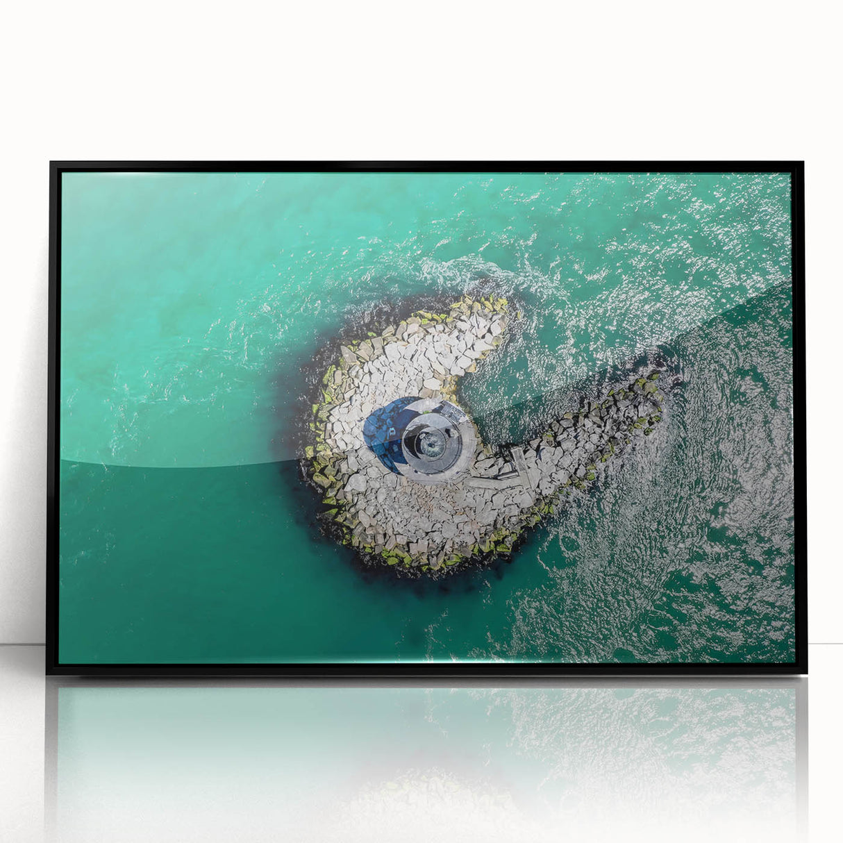 Large abstract wall art featuring a mid-century modernist design of Long Island, NY.