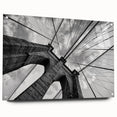 Acrylic print of the Brooklyn Bridge with a monochrome color palette, suitable for modern bedroom or dining room decor.