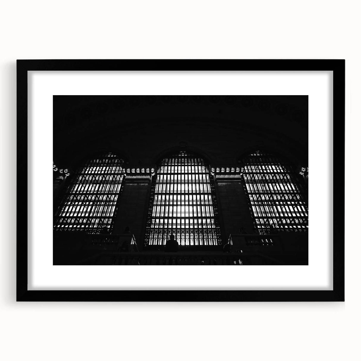 Abstract art print of NYC's Grand Central in vibrant colors on a large framed canvas, ideal for living room decor.