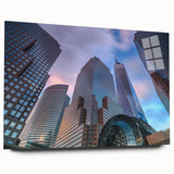 Acrylic print of a large abstract depiction of Manhattan, featuring a blend of gray and blue tones.