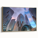 Framed canvas featuring a vintage-style Manhattan skyline in black and gold tones, ideal for bedroom wall decor.