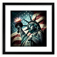 Abstract art print of the Statue of Liberty in vibrant colors on a textured, extra large canvas, ideal for living room decor.