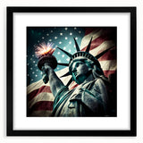 Abstract art print of the Statue of Liberty in vibrant colors on a textured, extra large canvas, ideal for living room decor.