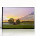 Large abstract wall art featuring a mid-century modernist Pennsylvania scenery in muted earth tones, acrylic framed print.