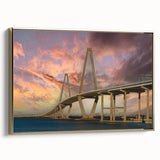 Framed canvas of a vintage-style Charleston landscape with black and gold tones, ideal for bedroom wall art.
