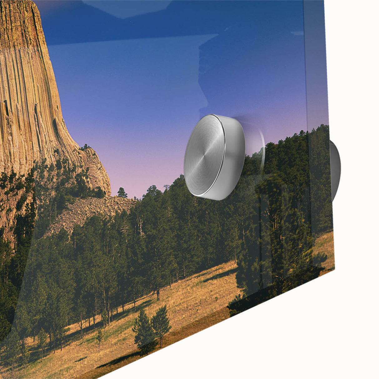 Large abstract depiction of South Dakota Badlands in muted earth tones on acrylic glass, suitable for dining room art.