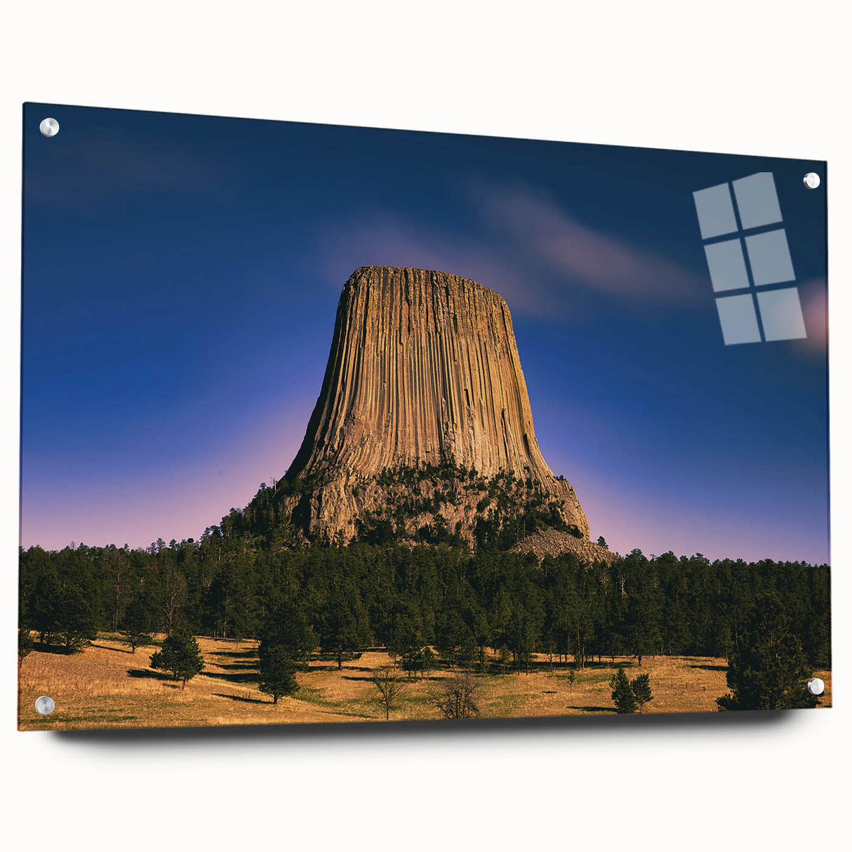 Acrylic print of South Dakota Badlands with earthy tones, ideal for bedroom or dining room decor.