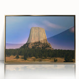 Mid-century modernist style large art print of South Dakota Badlands in gold frame, acrylic, ideal for modern art wall decor.