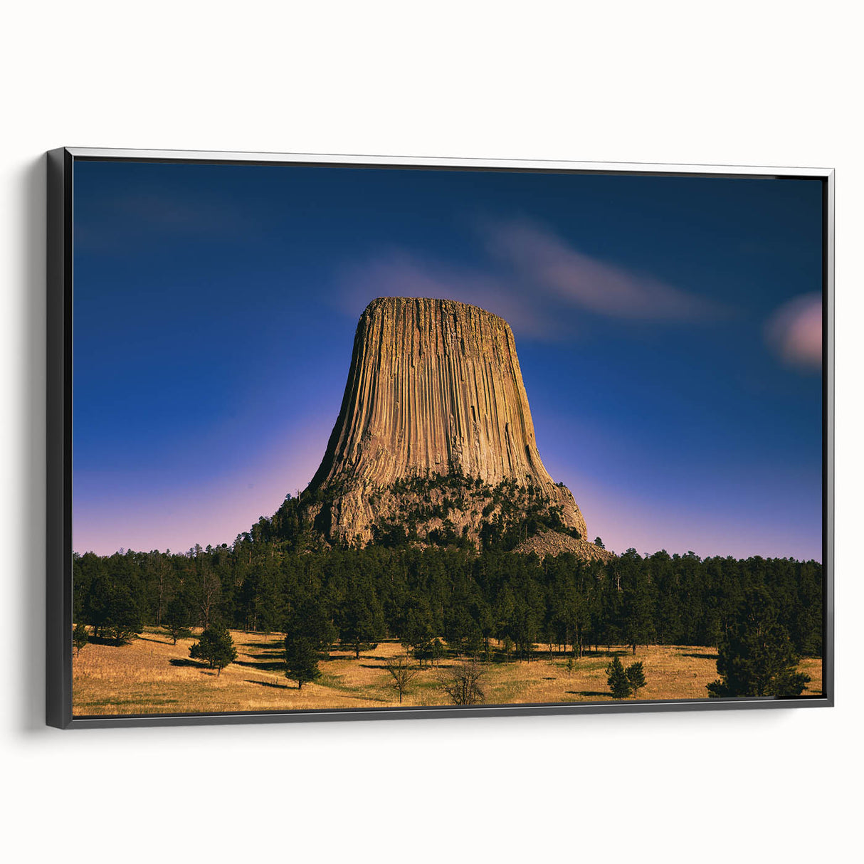 Black and white framed canvas of Badlands landscape, ideal for bedroom wall decor.