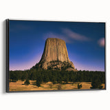 Black and white framed canvas of Badlands landscape, ideal for bedroom wall decor.