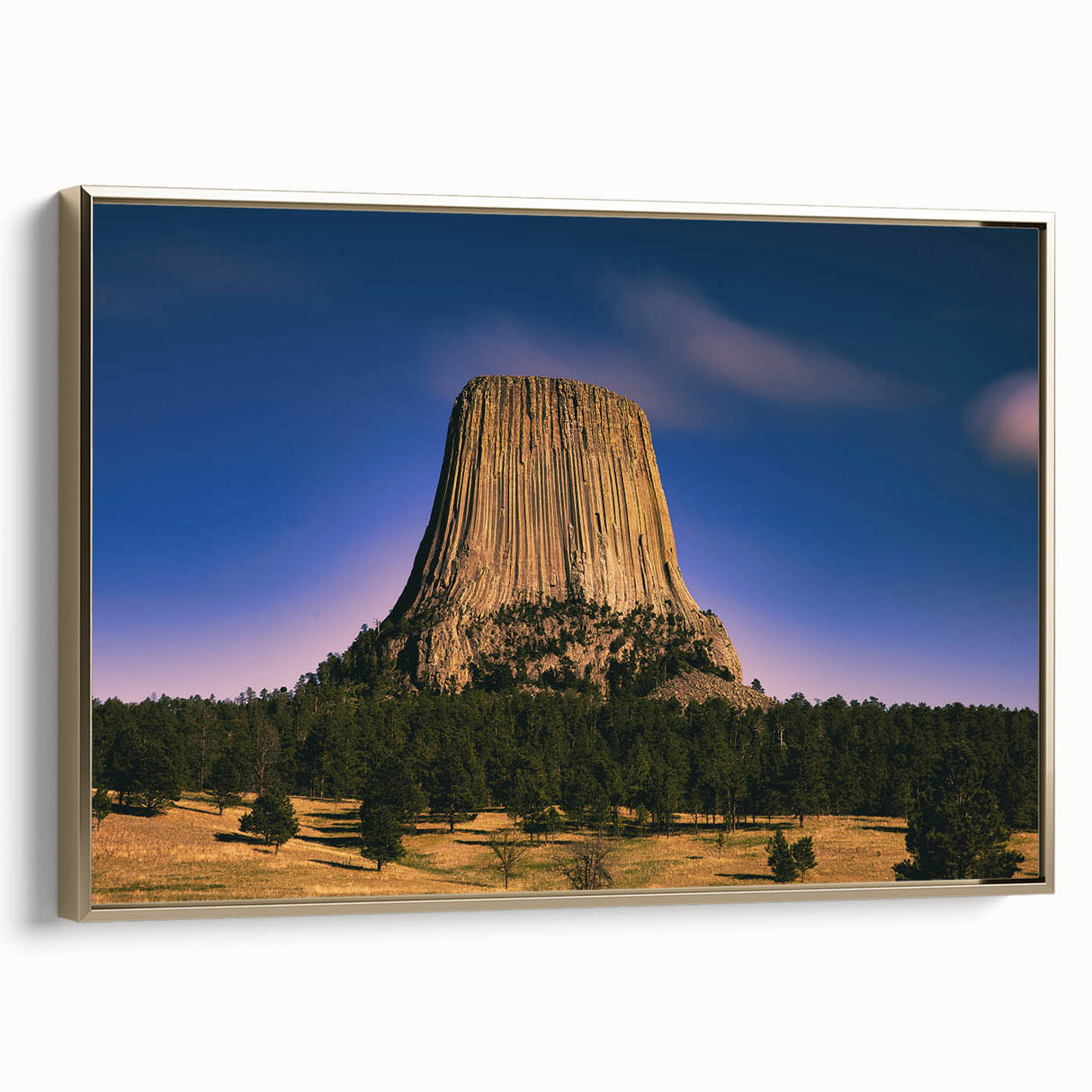 Framed canvas depicting the South Dakota Badlands in muted earth tones, ideal for bedroom wall art.
