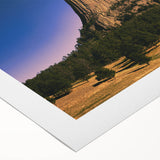 Art deco poster of the South Dakota Badlands in muted earth tones on rolled canvas, suitable for dining room decor.