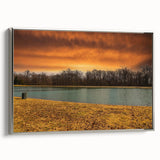 Framed canvas of a Memphis, Tennessee landscape with vibrant colors on a black background, ideal for living room decor.