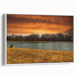 Framed canvas of vintage poster art depicting the Memphis, Tennessee skyline in colorful hues, ideal for living room decor.