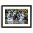 Extra large abstract art print of colorful, textured Virginia scenery on a framed black mat, ideal for living room decor.