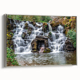 Framed canvas of a Virginia landscape painting in muted earth tones, ideal for living room decor.
