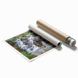 Extra large rolled print depicting a serene Virginia landscape with soft pastel hues, perfect for classy bathroom wall art.