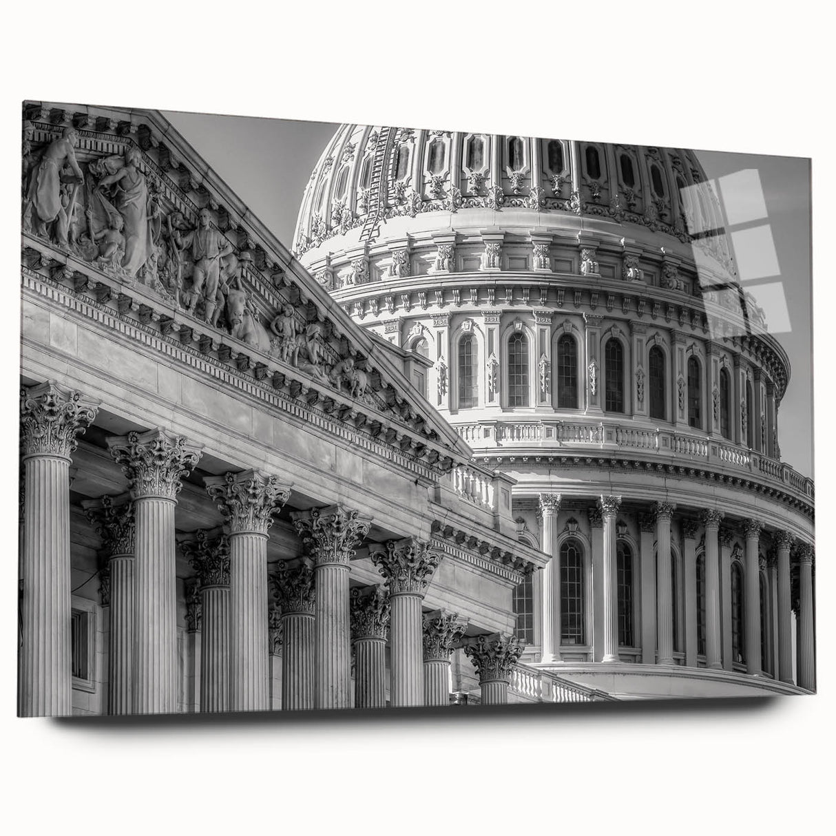 Acrylic print of Washington D.C. Capitol in muted tones, ideal for bedroom or dining room art.