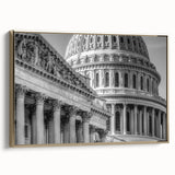 Framed canvas wall art featuring a vintage-style landscape painting of the Washington D.C.