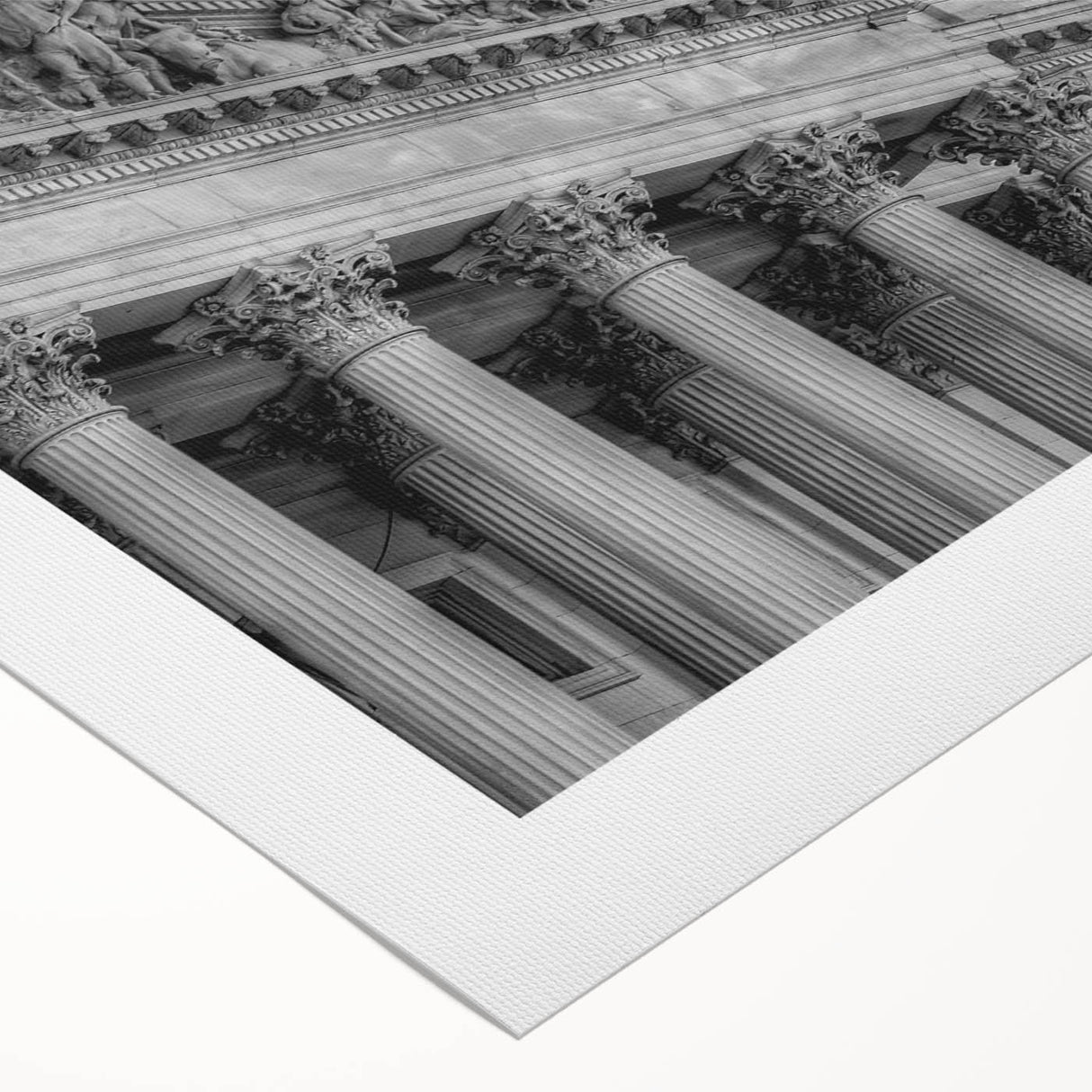 Art deco poster of the Washington DC Capitol in muted gray tones, printed on rolled canvas, suitable for dining room decor.