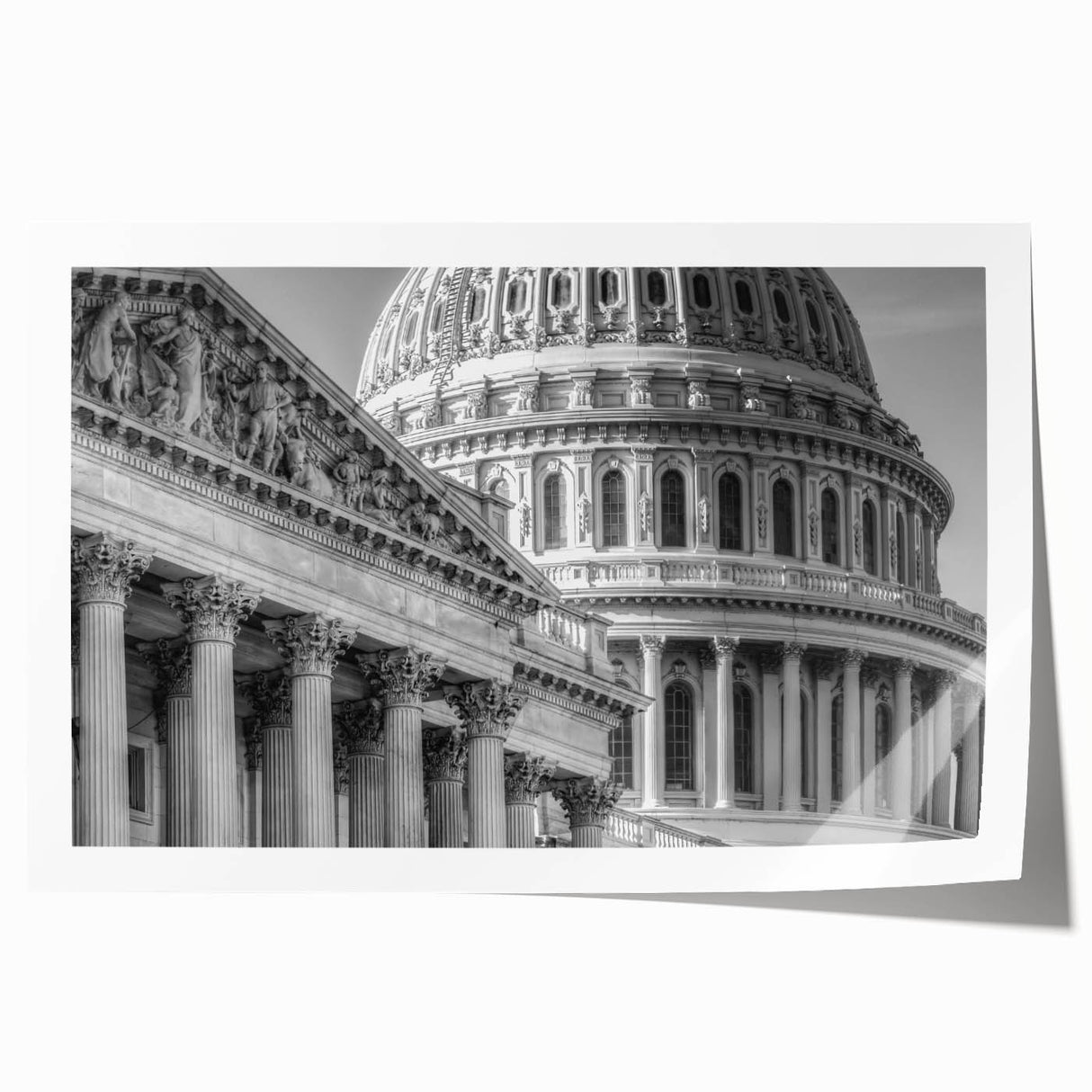 Rolled print of Washington D.C. Capitol with muted colors, ideal for art wall dining room.