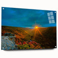 Acrylic print of a West Virginia landscape in muted earth tones, ideal for dining room decor.