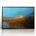 Large abstract wall art depicting a West Virginia landscape in muted earth tones on a framed acrylic print.