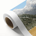 Art deco poster of the Grand Tetons in muted earth tones on rolled canvas, ideal for nursery wall art.