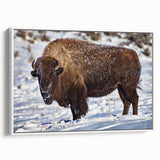 Vintage poster art of Yellowstone scenery on extra large framed canvas, featuring vibrant colors against a black background.